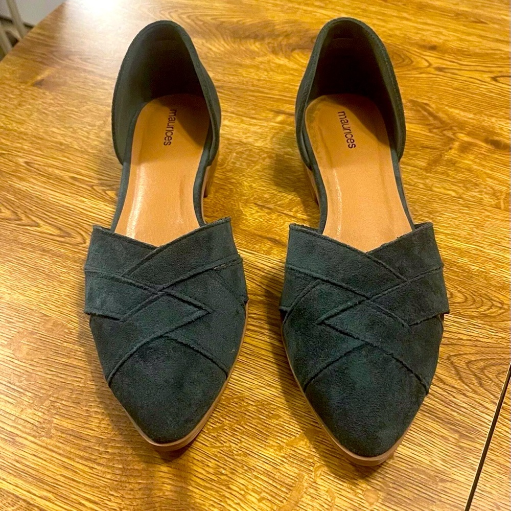 Women’s Dark Green Suede Flat Shoes Brand Maurices